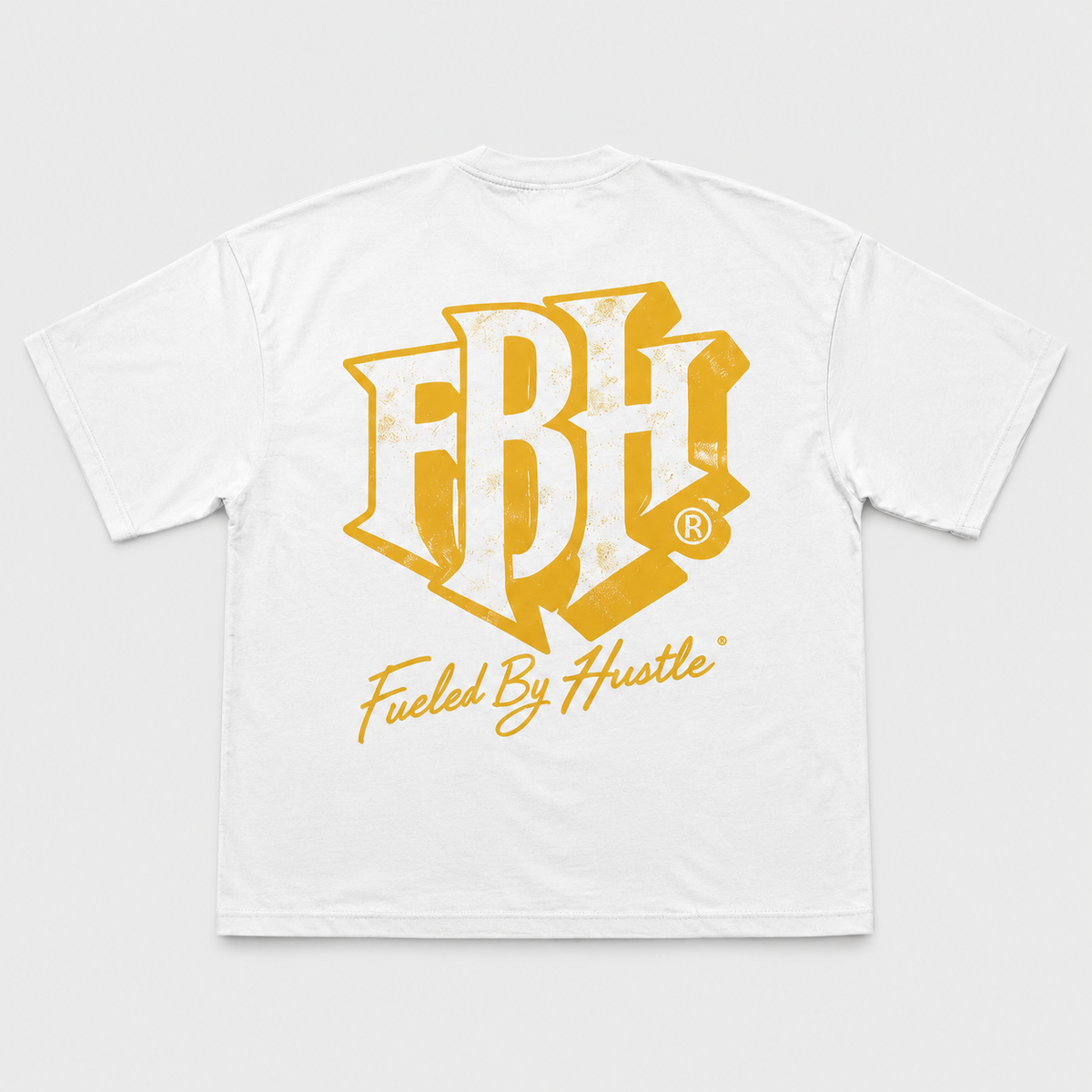 Fueled by Hustle Oversized Tee — White/Gold