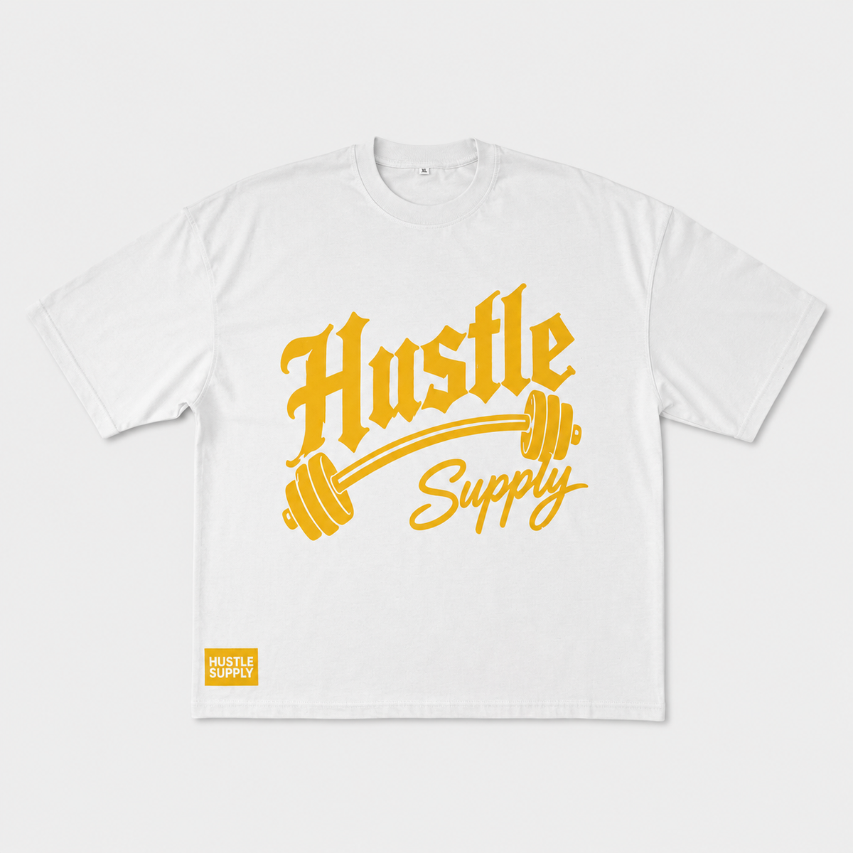 Fueled by Hustle Oversized Tee — White/Gold